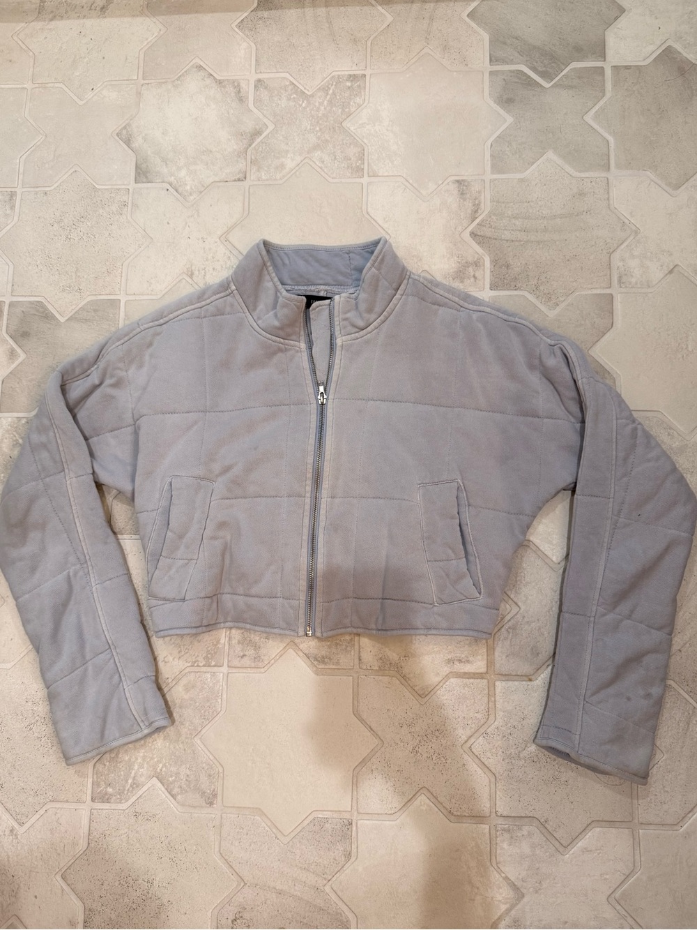 Forever 21 Cropped Light Blue Quilted Women's Jacket